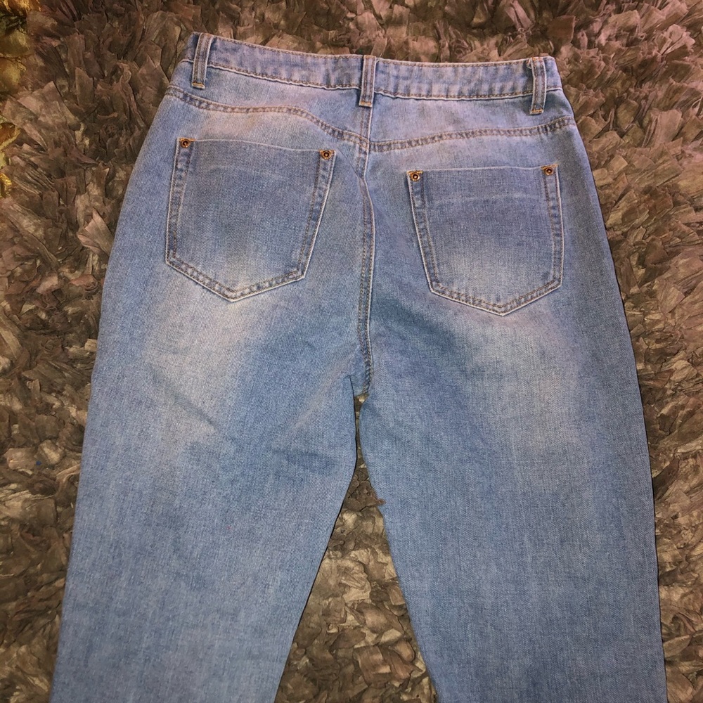 Distressed mom jeans